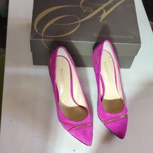 Enzo Angiolini Fuchsia Pointed-Toe Suede Pumps 7